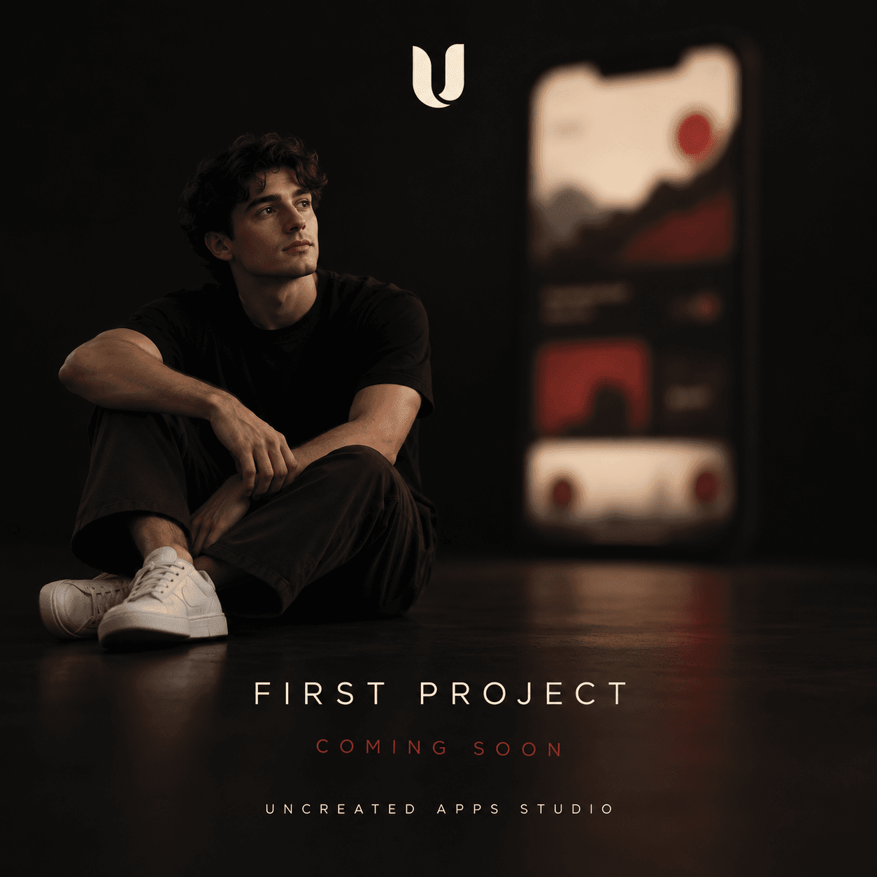 Uncreated Apps Studio launch composition with a blurred app preview