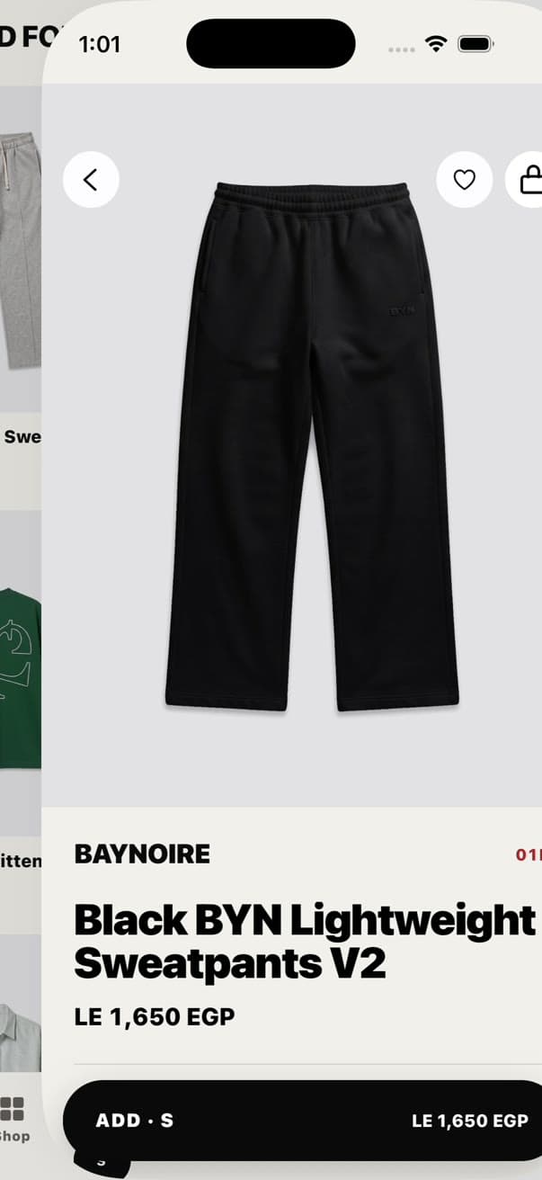 Baynoire concept app product screen